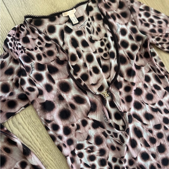 Roberto Cavalli Tops - Authentic Vintage Roberto Cavalli Leopard Print V-Neck Blouse with keyhole